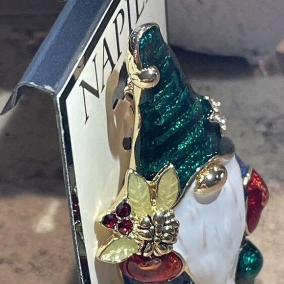 Napier Christmas Gnome Pin Brooch Gold Tone Holidays NWT - Picture 2 of 4